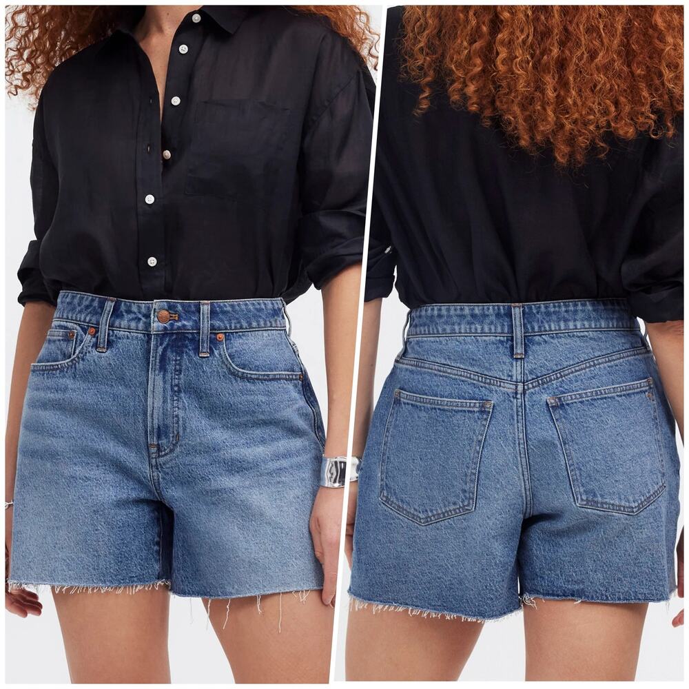 Madewell | Women | The Curvy Perfect Dewberry Cut Off Denim Jean Shorts | Sz 27 - Picture 12 of 13
